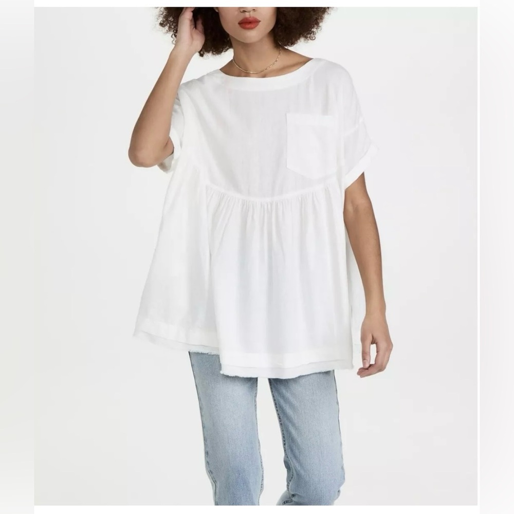 Free People Moon City Ivory pocket top, oversized XS
